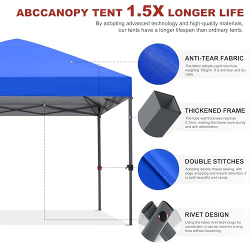 ABCCANOPY Pop Up Canopy - Outdoor Patio Portable Canopy Tent Heavy Duty for Backyard and Deck with 4 Sandbags(White, 10x10)