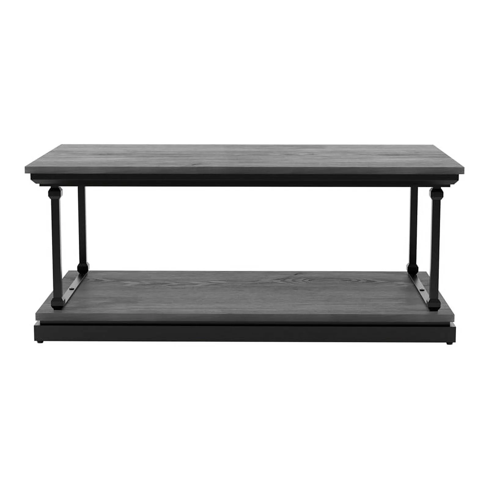 Bowery Hill Wood 1-Shelf Coffee Table in Antique Gray Finish