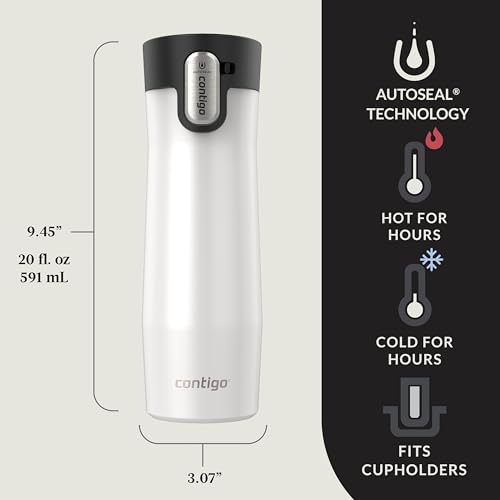 Contigo AUTOSEAL West Loop Vacuum-Insulated Stainless Steel Travel Mug with Easy-Clean Lid 20 oz Sake