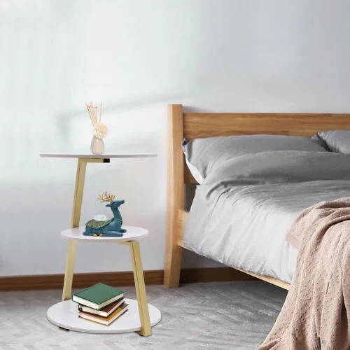 3-Tier End Table Living Room Sofa Side Snack Table Coffee Tray Under Sofa Table