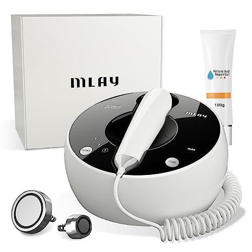 MLAY Professional RF Beauty Machine, Radio Frequency Face Machine with 2 Probes, at Home Radio Frequency Skin Tightening for Lifting, Wrinkle Reducing, Anti Aging - Salon Effects（Gel Included）