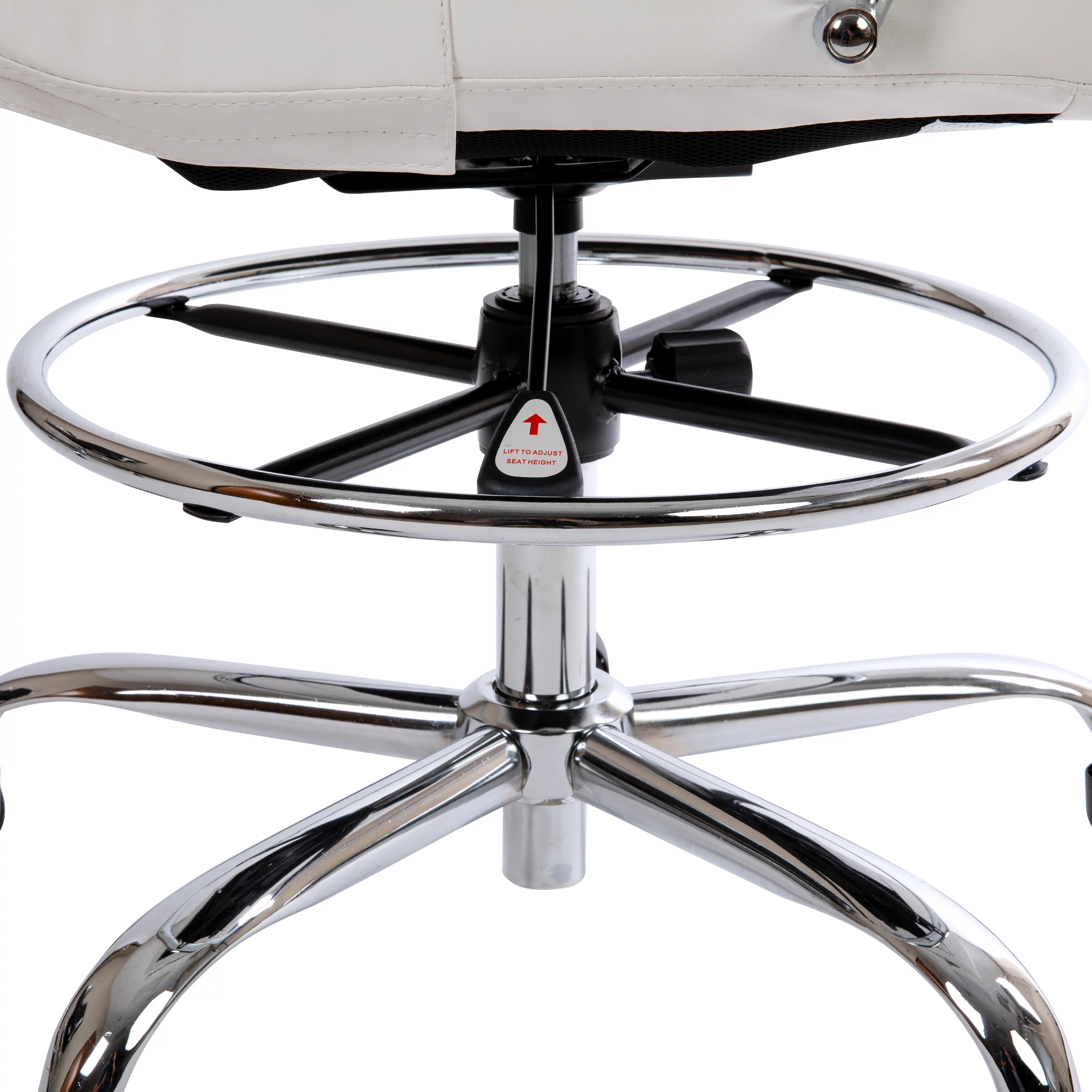 Flash Furniture Faux Leather Mid Back Drafting Stool, White