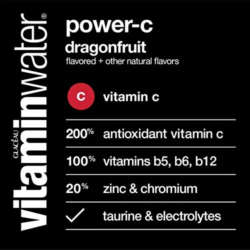 vitaminwater power-c electrolyte enhanced water w/ vitamins, dragonfruit drinks, 16.9 Fl Oz (Pack of 24)