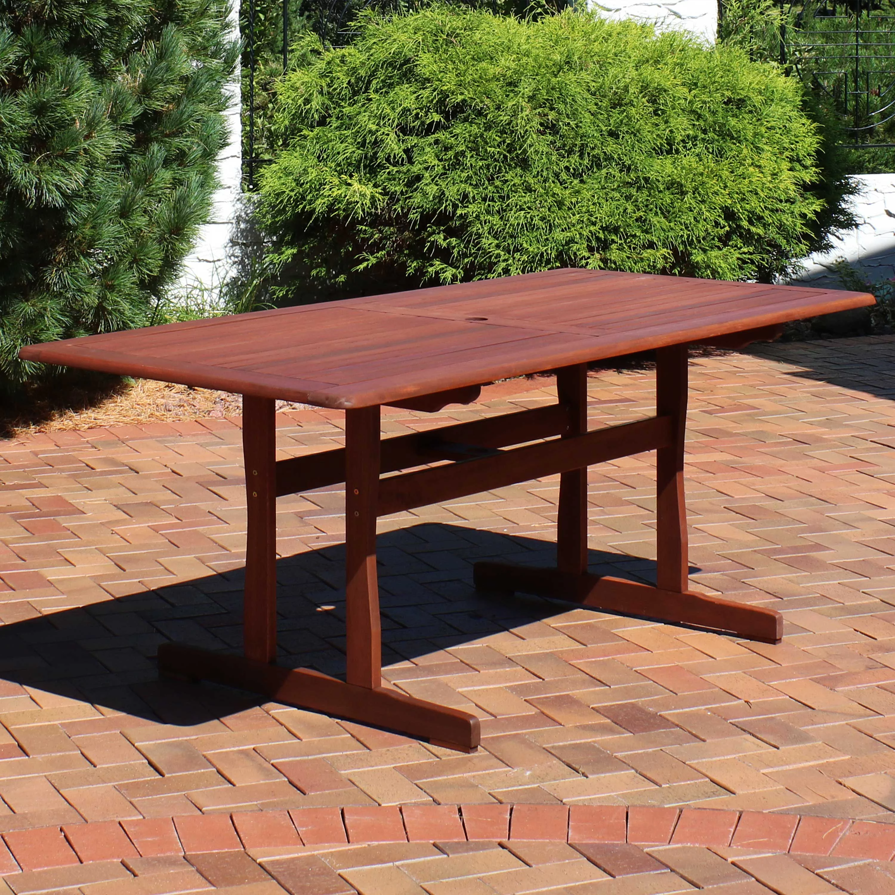 Sunnydaze Outdoor Meranti Wood with Teak Oil Finish Family Rectangular Patio Dining Table - 6' - Brown