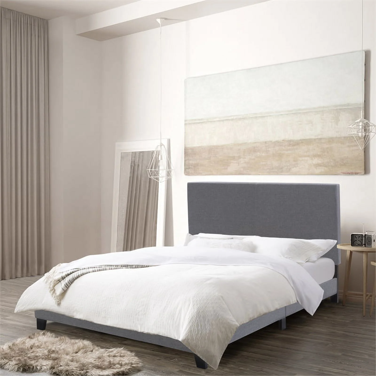 Atlin Designs Upholstered Engineered Wood Queen Bed in Gray