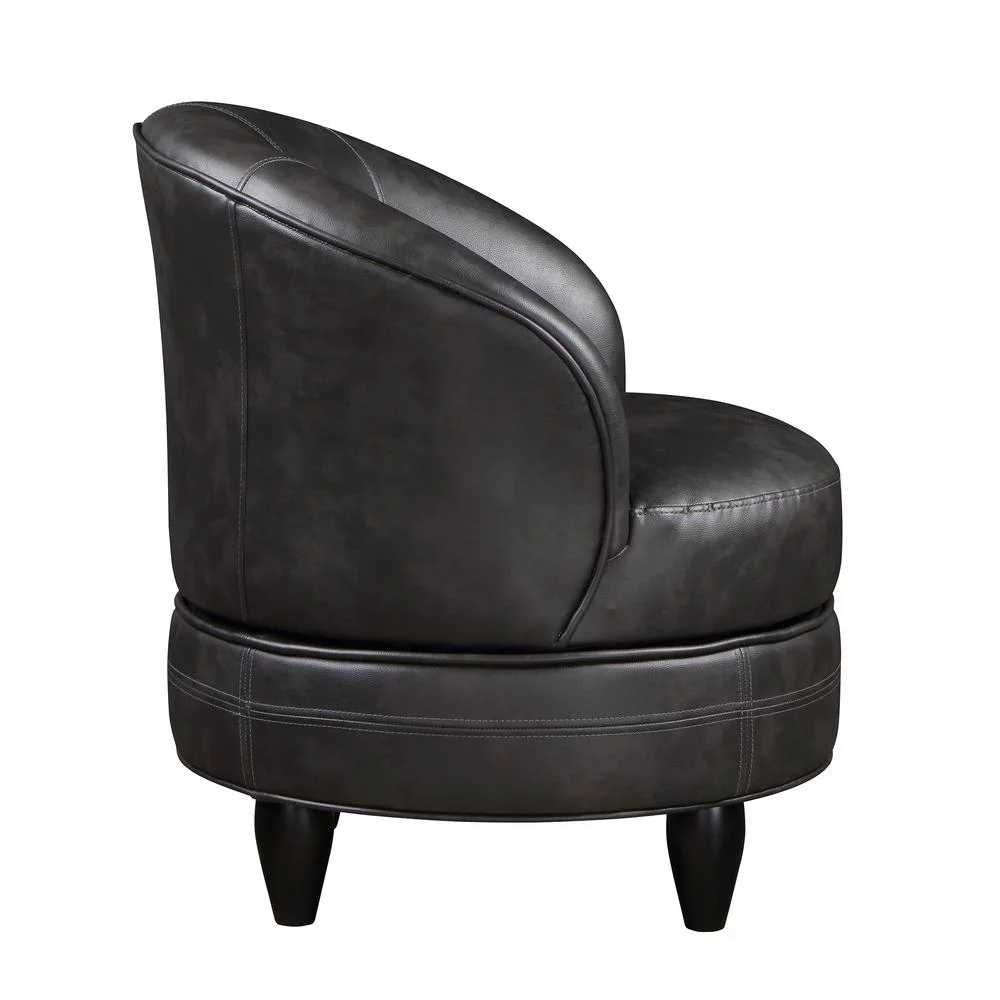 Sophia Swivel Accent Chair in Gray Faux Leather