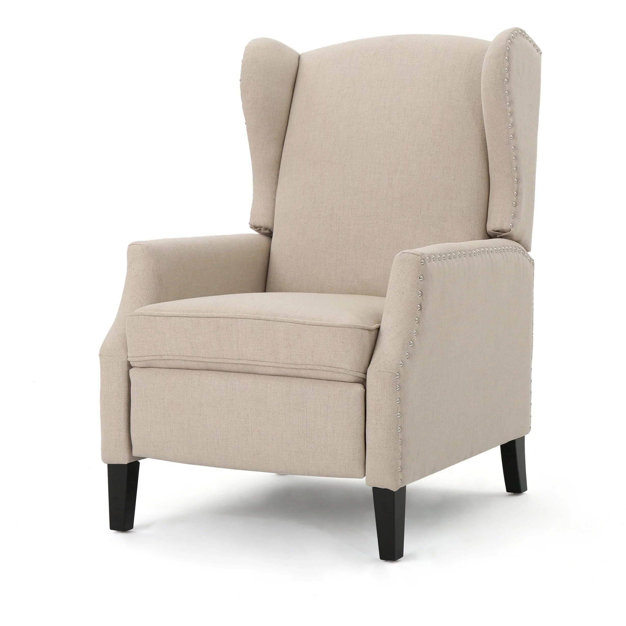 Christopher Knight Home Wescott Wingback Pushback Recliner by  taupe tweed Semi-Firm