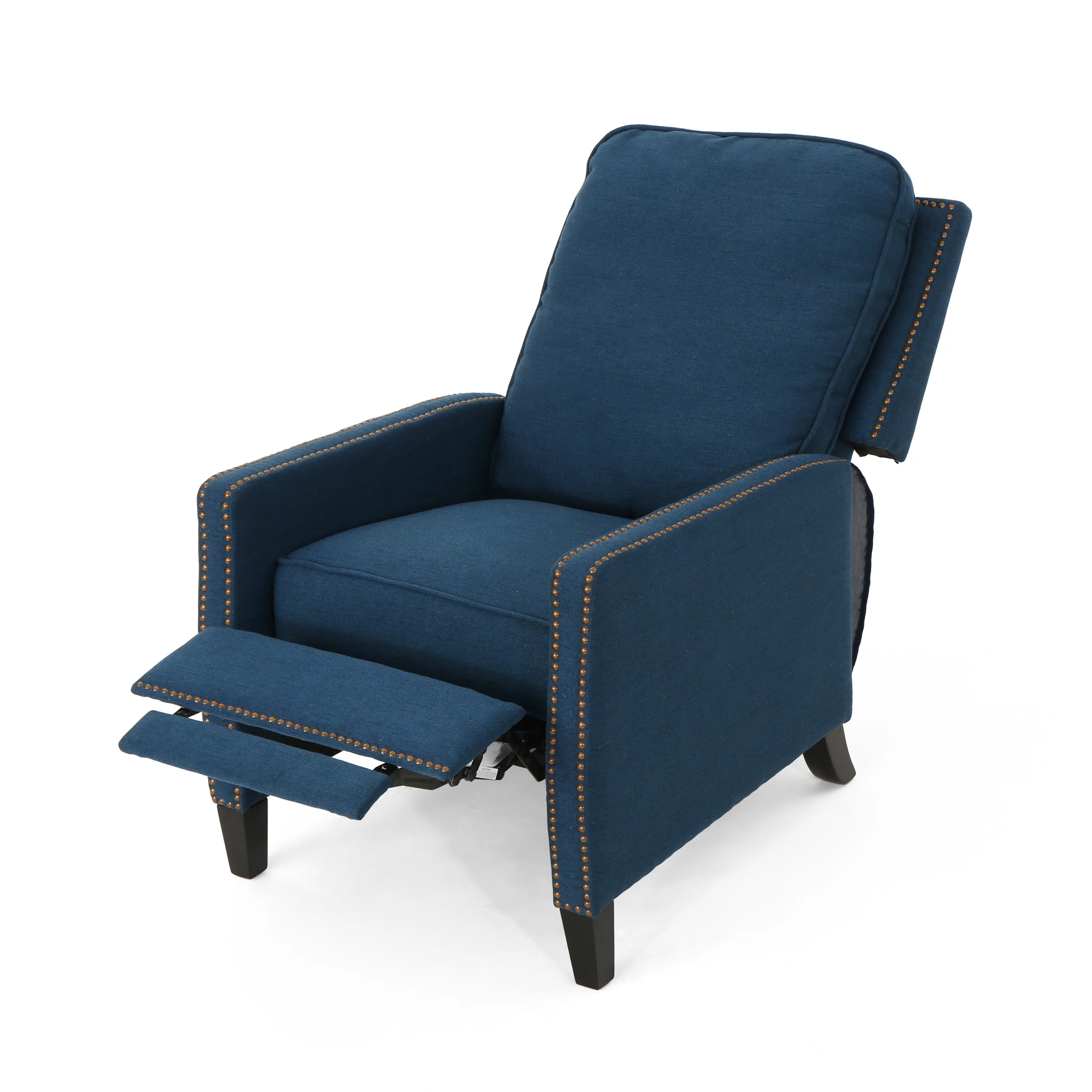 Noble House Celia Traditional Fabric Recliner, Navy Blue