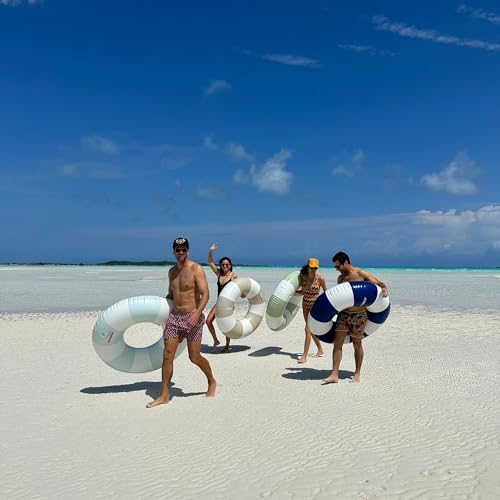 FUNBOY Giant Vintage Stripe Inflatable Tube Pool Float with Cup Holder 48