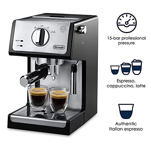 De'Longhi 15 Bar Pump Espresso and Cappuccino Machine with Premium Adjustable Frother, Stainless Steel, ECP3630