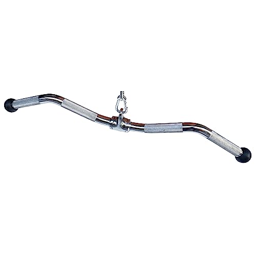 Lat Cable Machine Attachment Curl Pulldown Barbell Revolving Bar, Multi-Exerciser Cable Attachment, Solid Steel Tricep Press Down Bar with Rubber Handgrips & Revolving Hanger