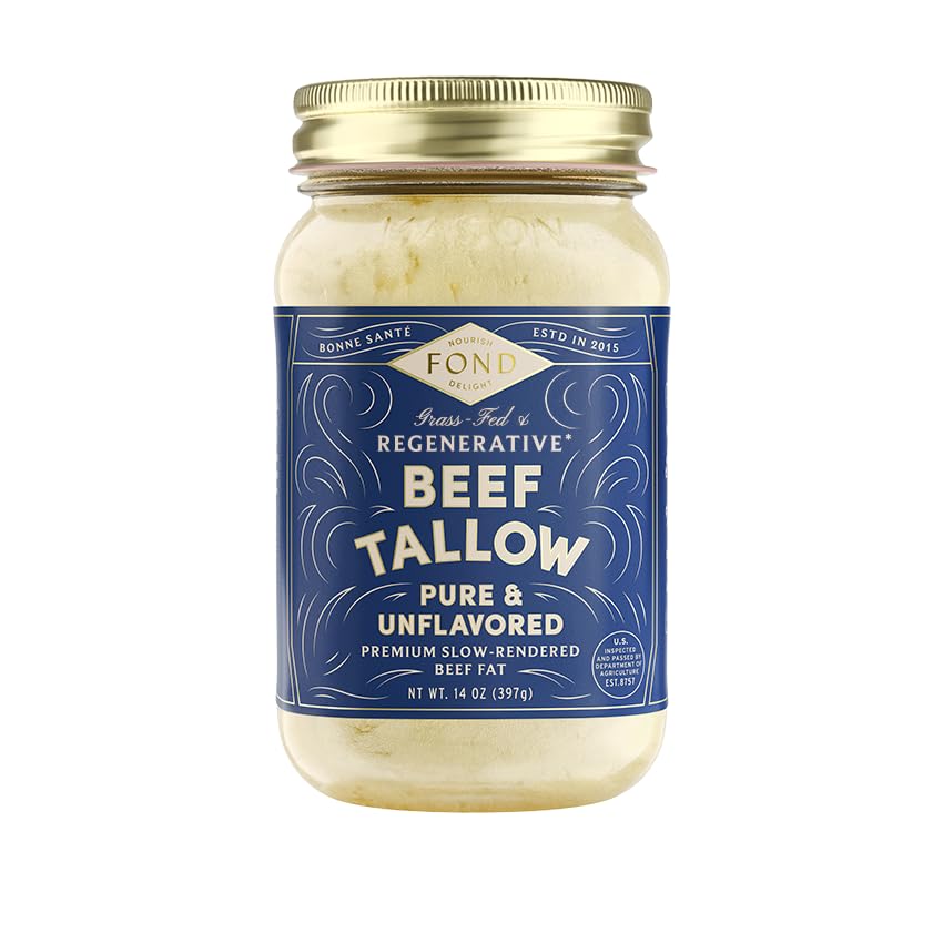 FOND Regenerative Grass-fed Beef Tallow (14 Ounce (Pack of 4), Pure & Unflavored)