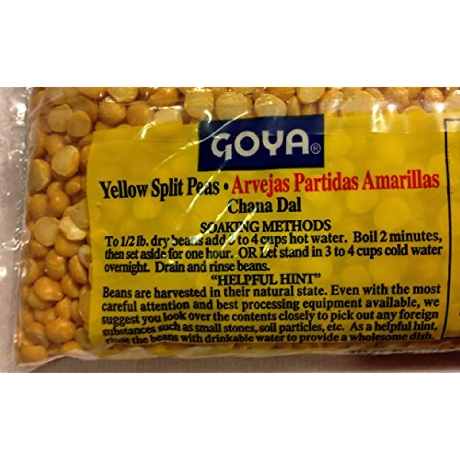 Goya Dried Yellow Split Peas - Four 1 Lb Bags - Soup - Recipe On Bag - Salads, Dip, Habichuelas, Arvejas Partidas Amarillas – Chana Dal – Healthy Protein Proteinas Indian Ethnic Food Camping (Pac
