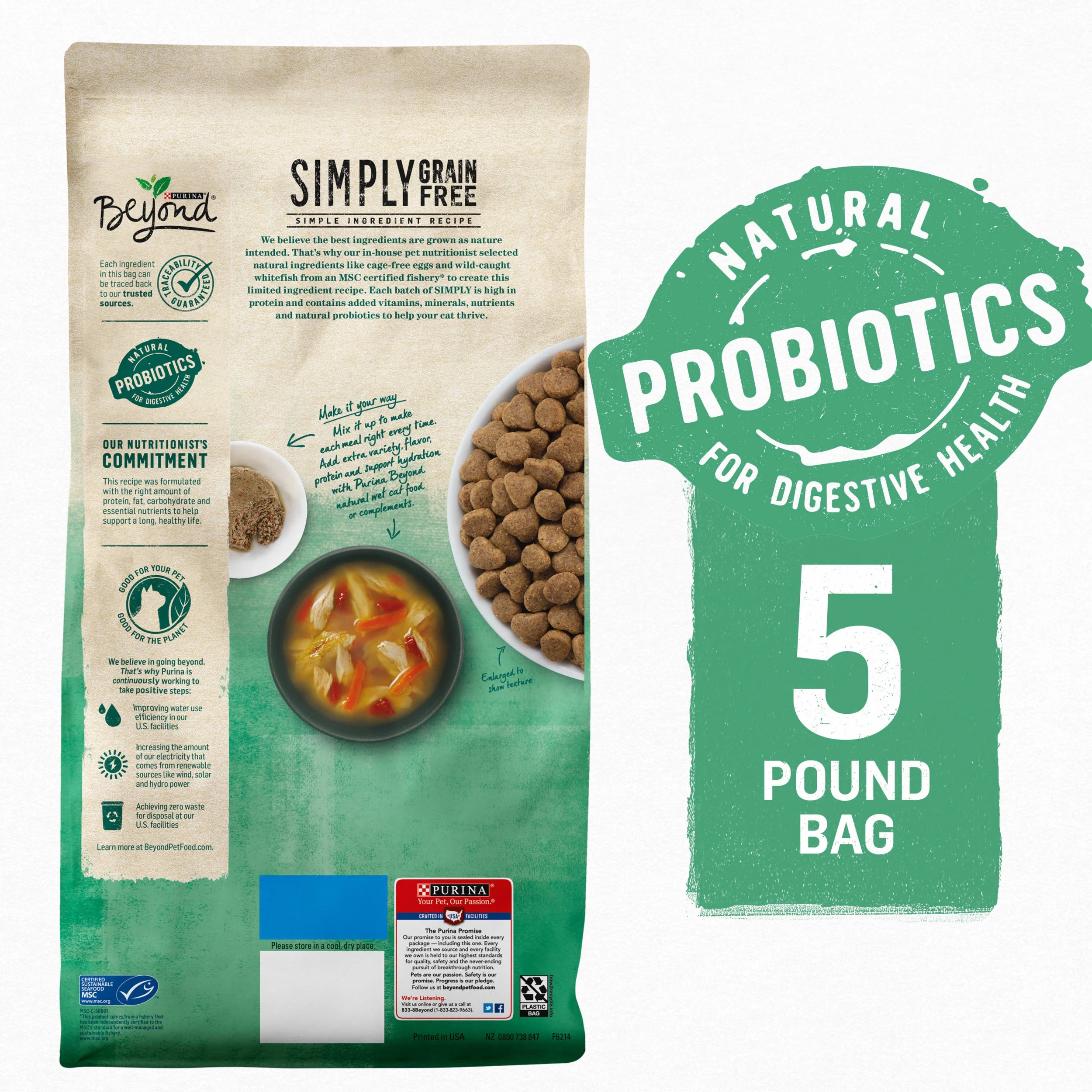 Purina Beyond Grain Free, Natural Dry Cat Food, Simply Grain Free Wild Caught Whitefish & Cage Free Egg Recipe, 5 lb. Bag