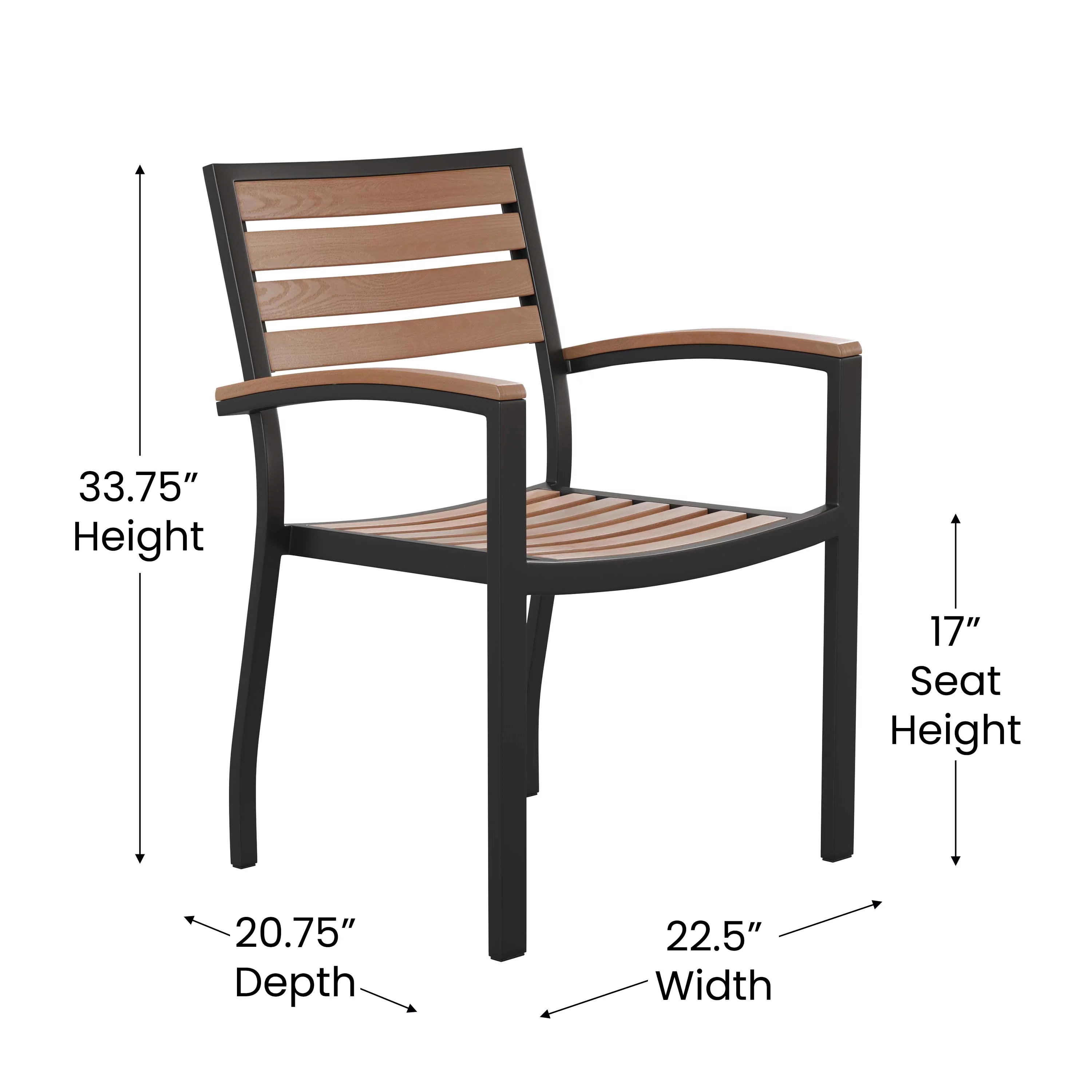 Flash Furniture Lark Series 3-Piece Metal/Aluminum Teak Patio Table and Chair Set, Teak