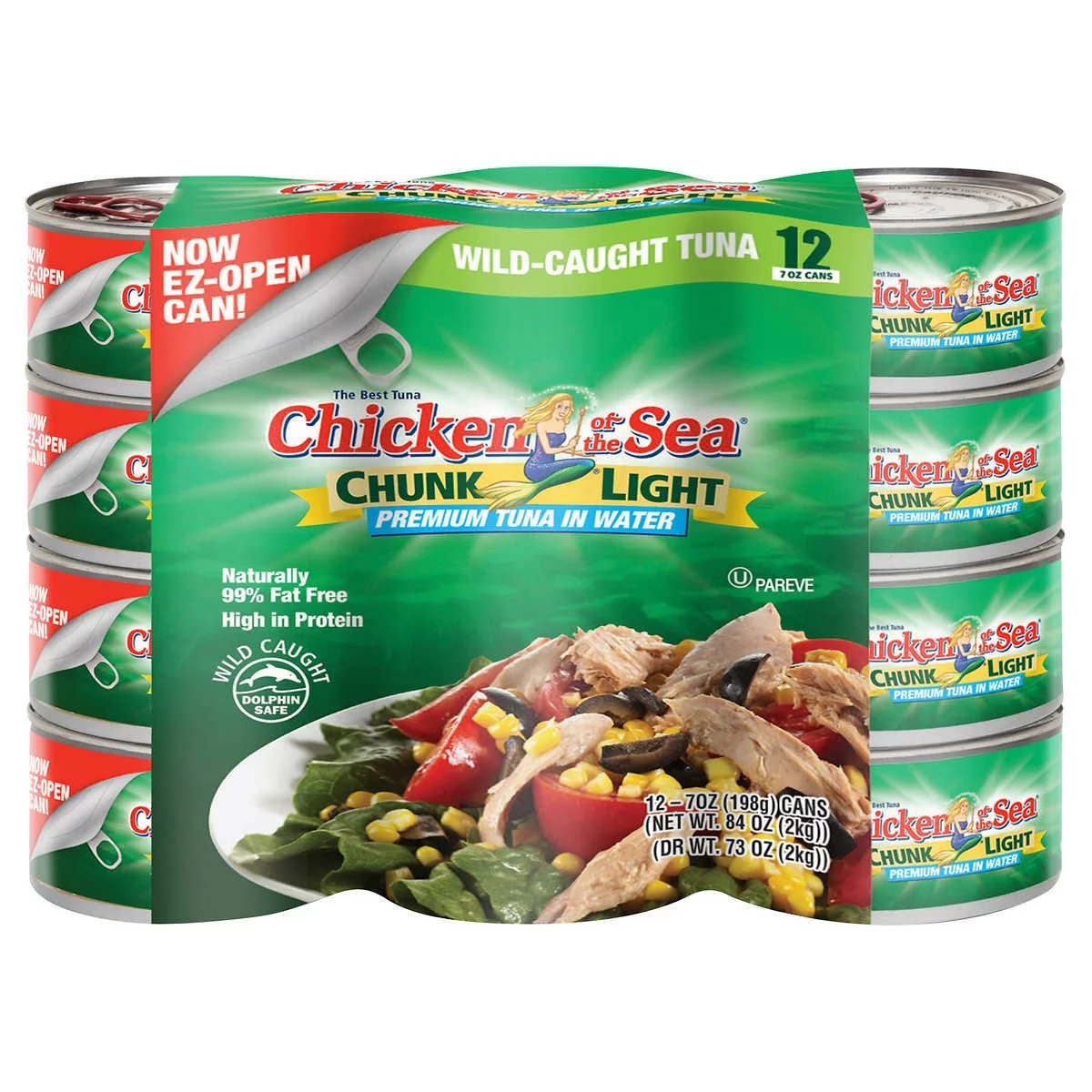 Chicken of the Sea Chunk Light Premium Tuna in Water 7 Ounce (Pack of 12)