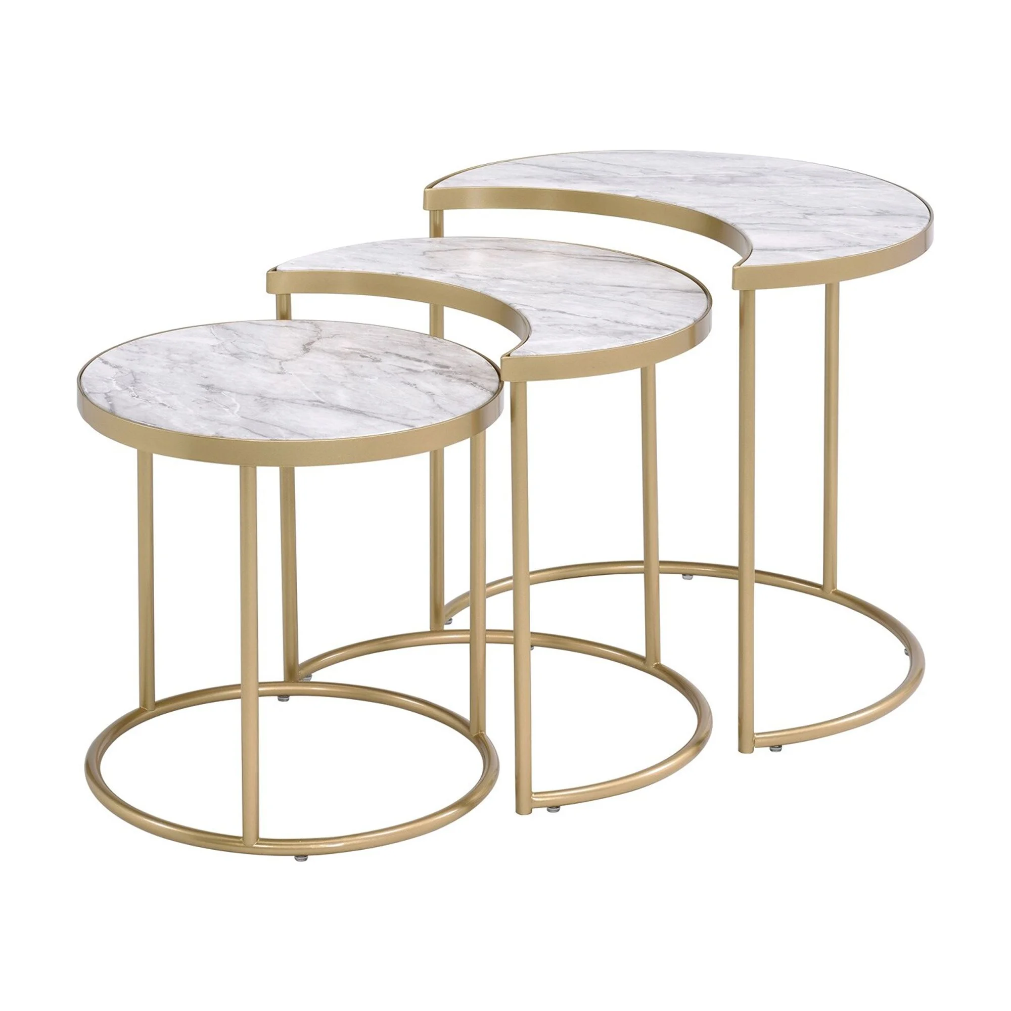 BESTCOSTY 3 Pcs Pack Nesting Tables, Half-Moon & Round Shape End Table