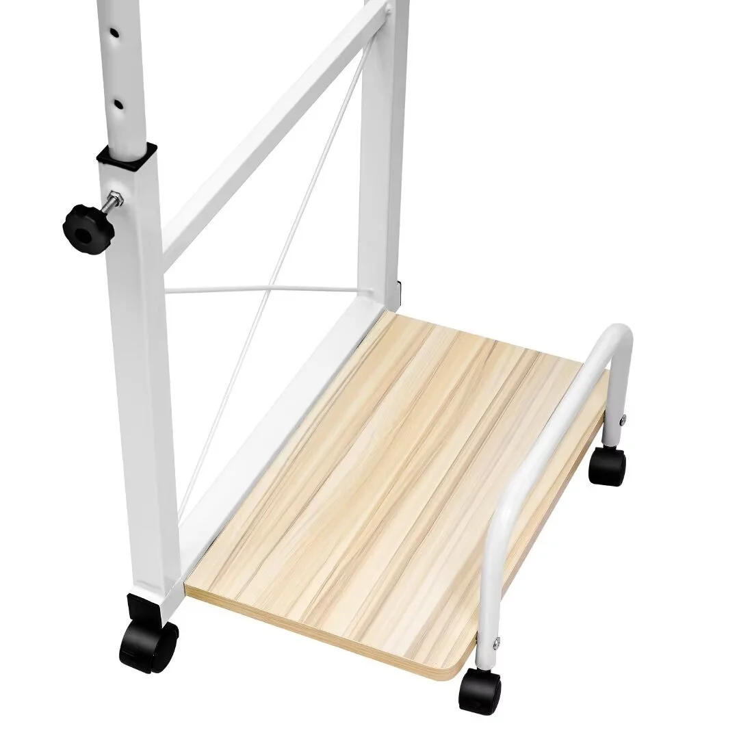 Oukaning Overbed Table Laptop Computer Cart with Wheels Rolling Desk Height Adjustable Home Office Desks