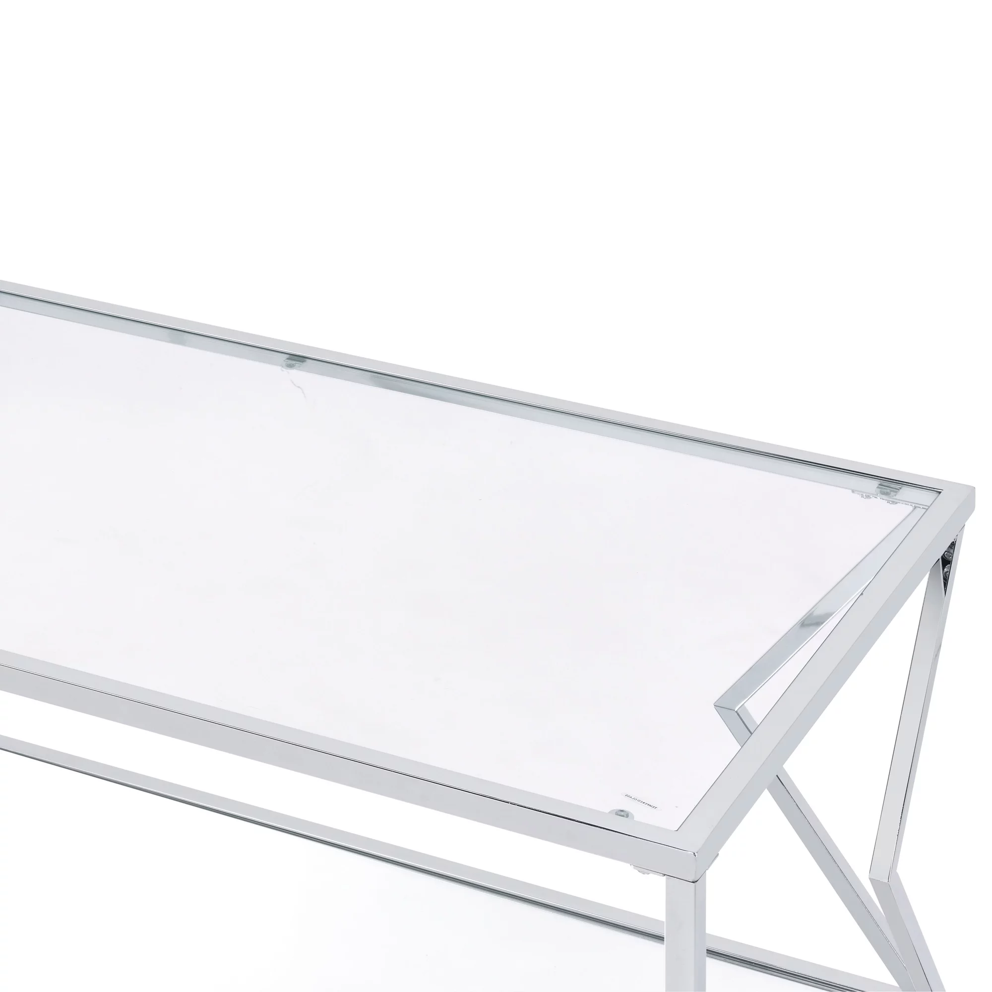 ACME Virtue Glass Top Rectangular Coffee Table in Clear and Chrome