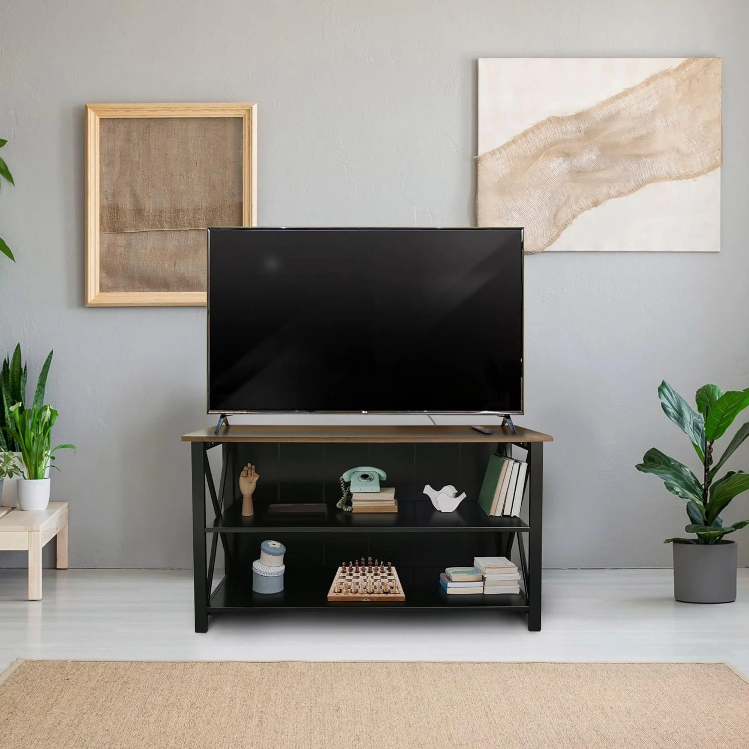 Ashford Console Table Spacious Shelves, Made With 100% Solid Wood TV Stand, 52