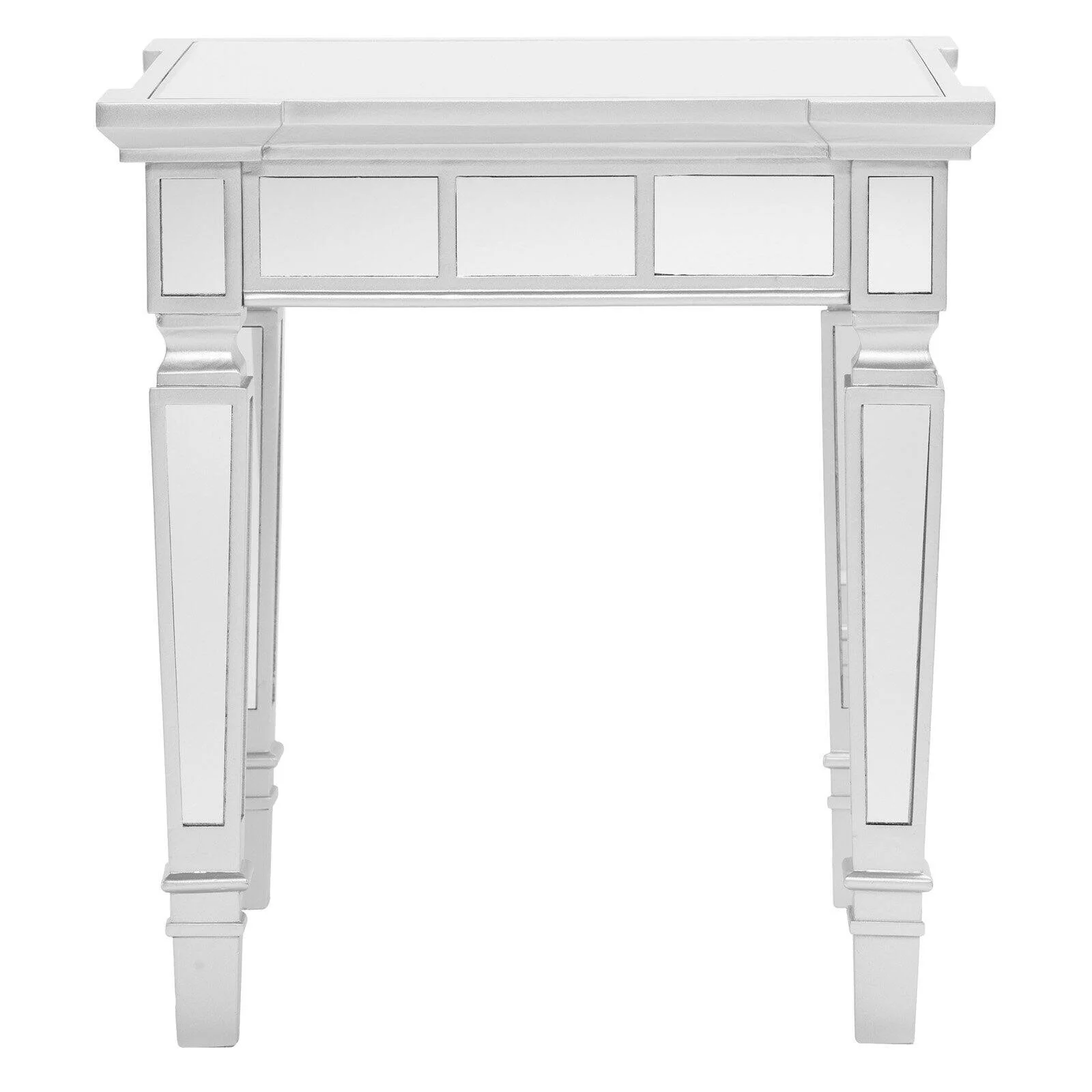 SEI Furniture Glenview Square Wood Mirrored End Table in Matte Silver