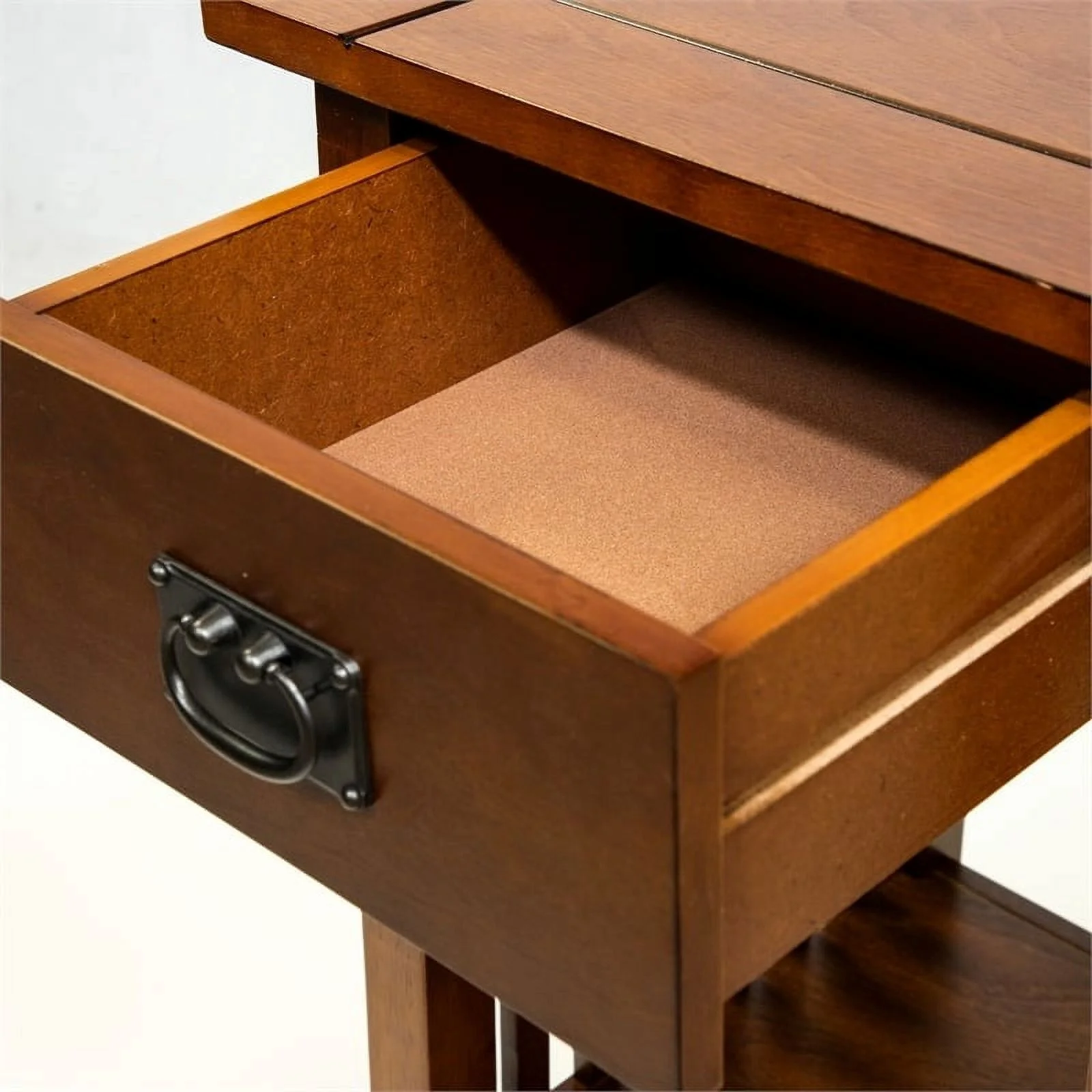 Bowery Hill 1 Drawer Farmhouse Wood End Table in Antique Oak