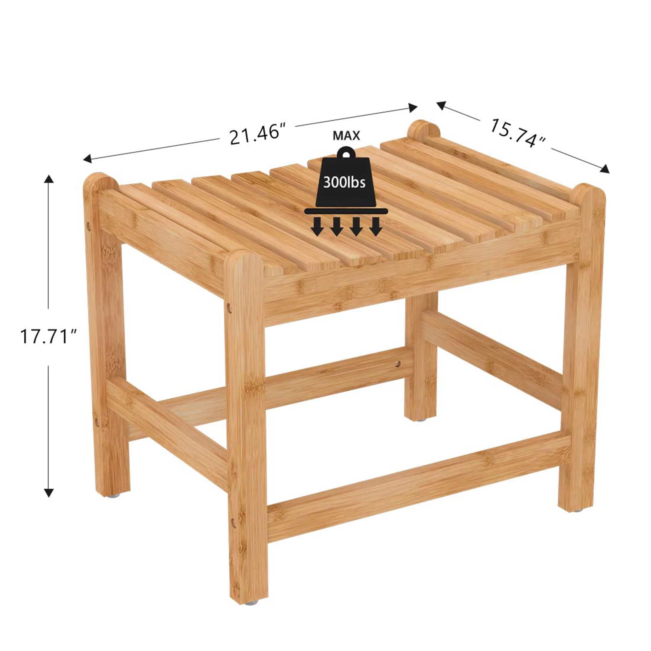 Bambloom Bamboo Shower Bench,Waterproof Anti-Slip Shower Stool in Bathroom & Inside Shower