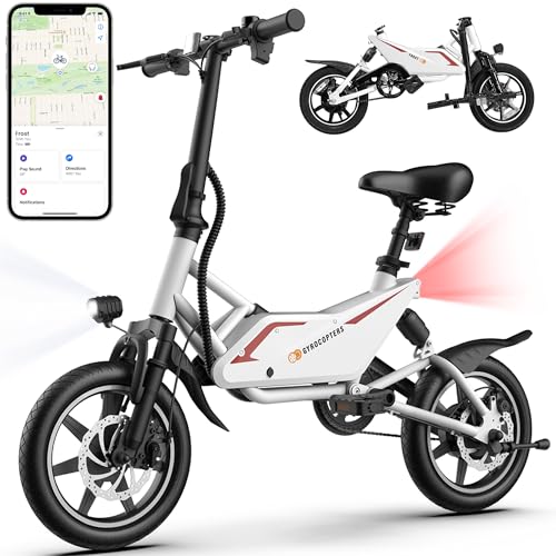 Frost Electric Bike for Adults | UL2849 Safe Folding Ebike 350W Brushless Motor | 14-inch Tires Compact Bike | Speed up to 25kmph/15.5mph 36V Battery for Long Range PAS up to 60km/37miles