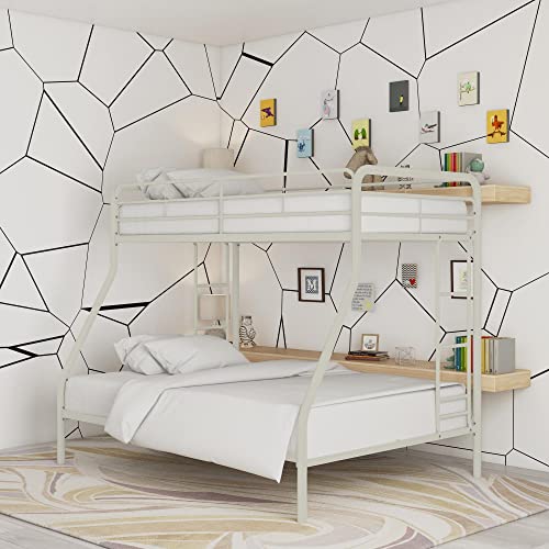 DHP Twin-Over-Futon Convertible Couch and Bed with Metal Frame, Ladder and Guardrails - Black