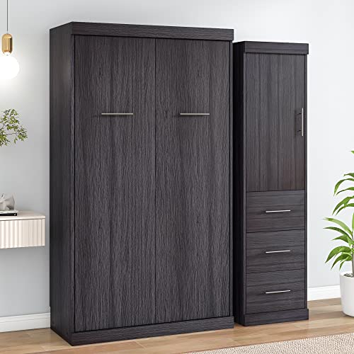 SOFTSEA Twin Murphy Bed Wood Wall Bed Can be Folded into Cabinet