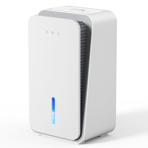 Dehumidifier for Home, 1000 sq.ft Dehumidifier with Auto Shut Off, 7-Color LED Light Built-in Aromatherapy Diffuser, Ultra-Quiet Dehumidifiers for Bedroom, Bathroom, Basement (White)