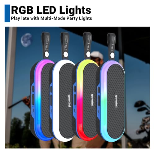 Gemini BEATGRIP Magnetic Bluetooth Speaker – Rechargeable, Mini Wireless Speaker with 12H Battery, LED Lights, IPX6 Waterproof, Strong Magnet for Golf Carts, Travel & Outdoor Adventures