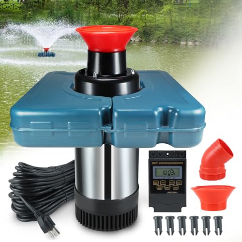 Pond Fountain Aerator, F2-2 1HP 750W 110V Stainless Steel Floating Fountain With 100 Feet Power Cord, Aerating Fountain Pond Cascade Pump for Small Large Ponds Lake Jet System
