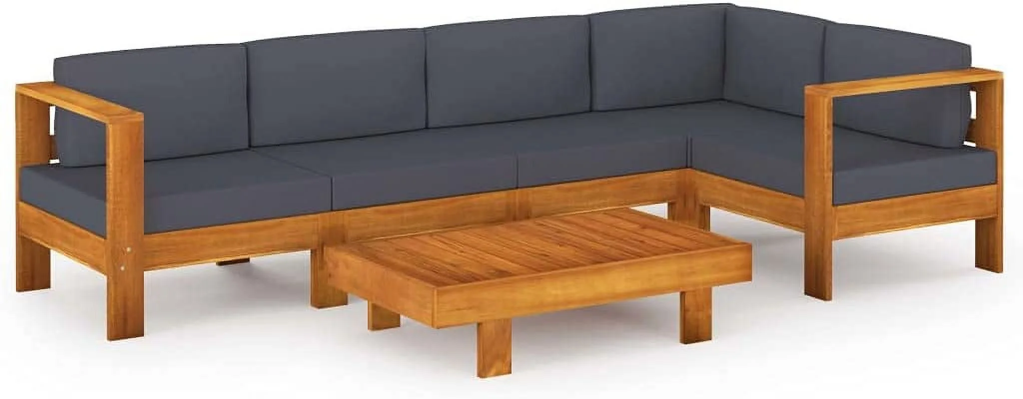 fashionable Furniture Sets 6 Piece Patio Lounge Set with Dark Gray Cushions Acacia Wood Outdoor Tables for Conversation Dining Patio Furniture Sets Clearance Gray