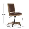 GDF Studio McGillen French Country Upholstered Swivel Office Chair, Dark Brown Faux Leather and Natural