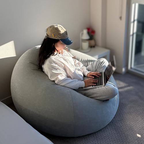 45x45x28 Inflatable Beanless Bean Bag Chair Lounge Sofa - Black