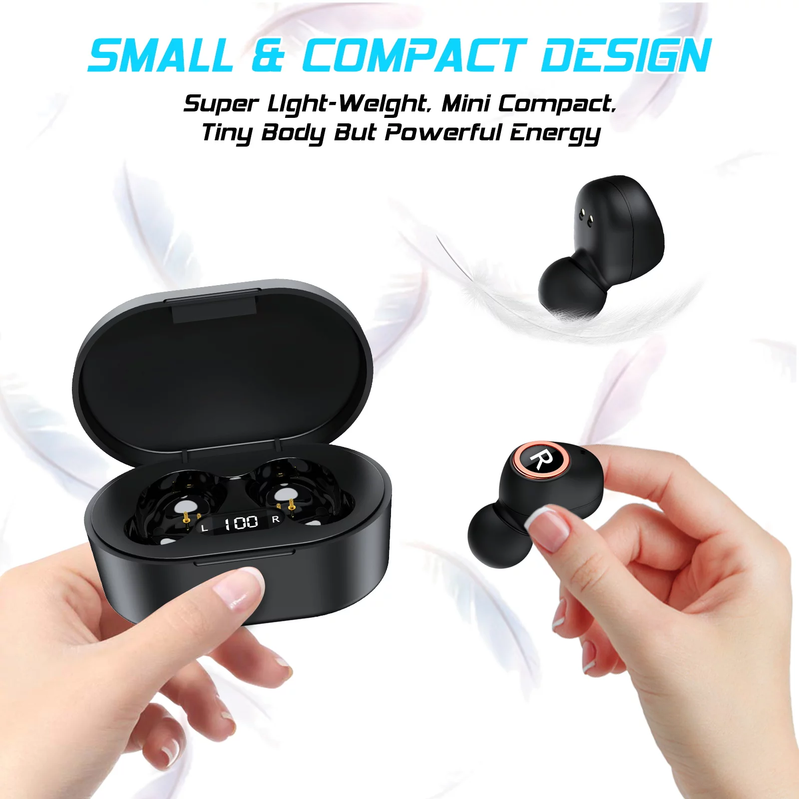UX923 Wireless Earbuds Bluetooth 5.0 Sport Headphones Premium Sound Quality Charging Case Digital LED Display Earphones Built-in Mic Headset for Oppo Find X2 Neo