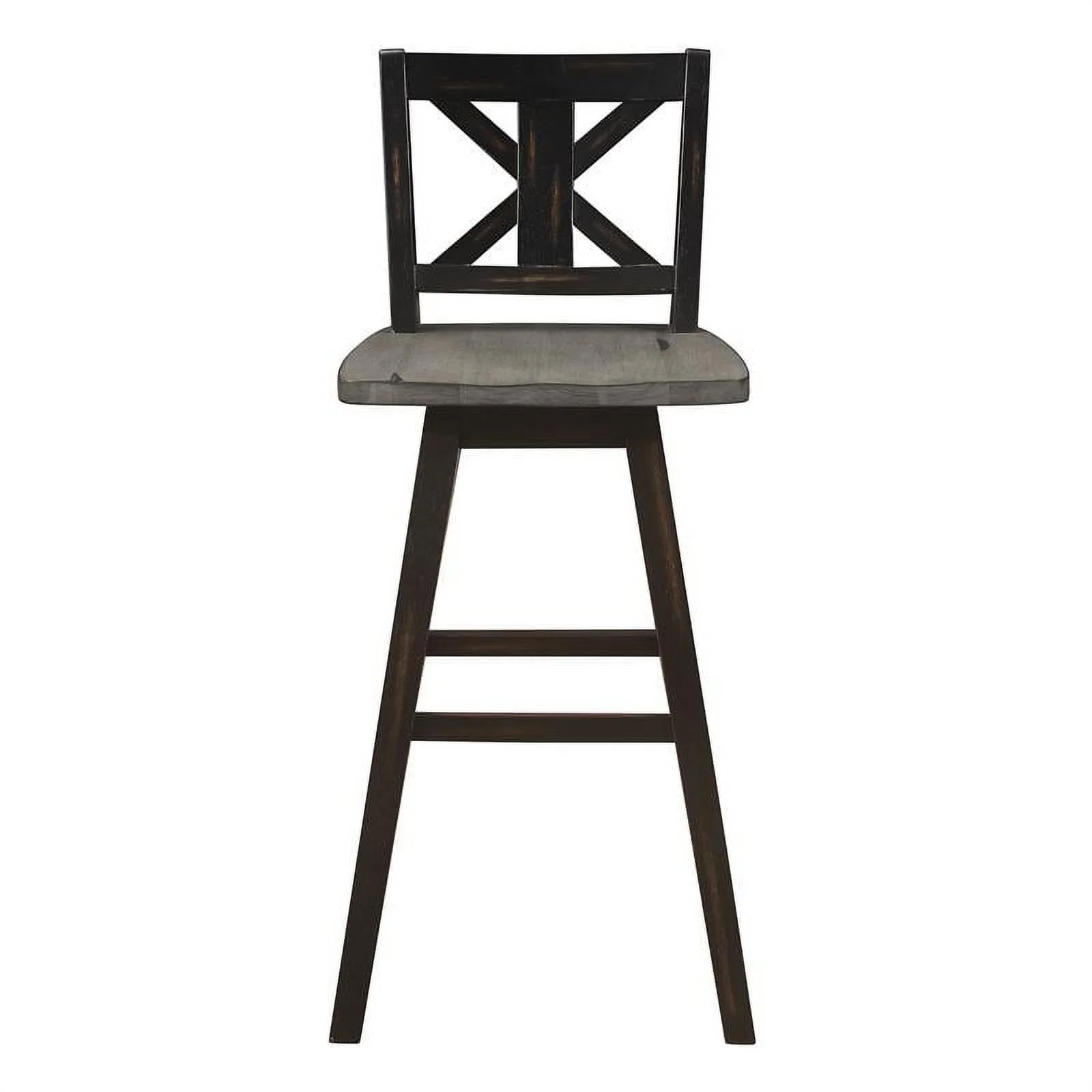 Pemberly Row Cross Back Bar Height Dining Swivel Chair in Black (Set of 2)