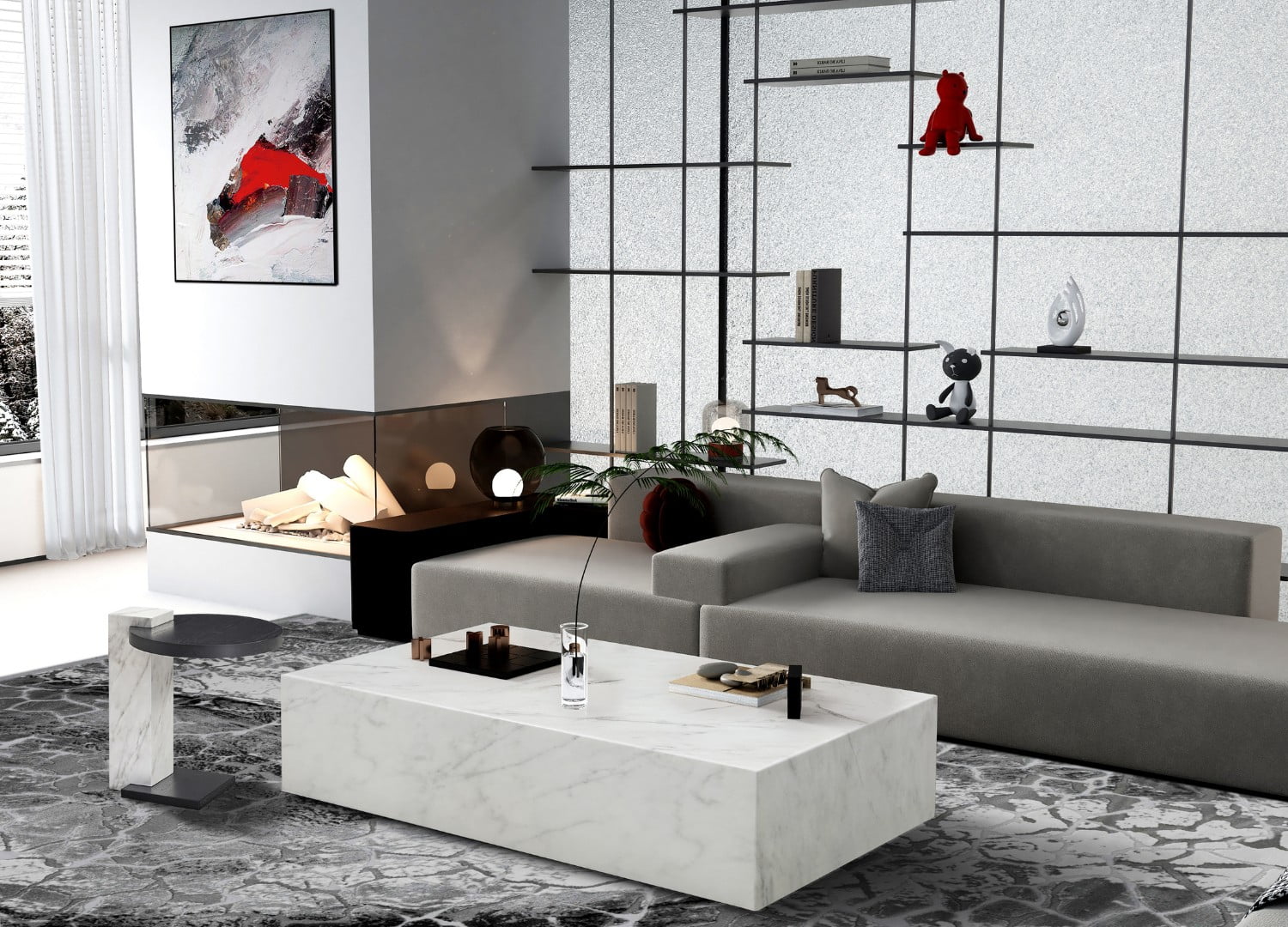 Whiteline Modern Living Cube Rectangular Coffee Table, White