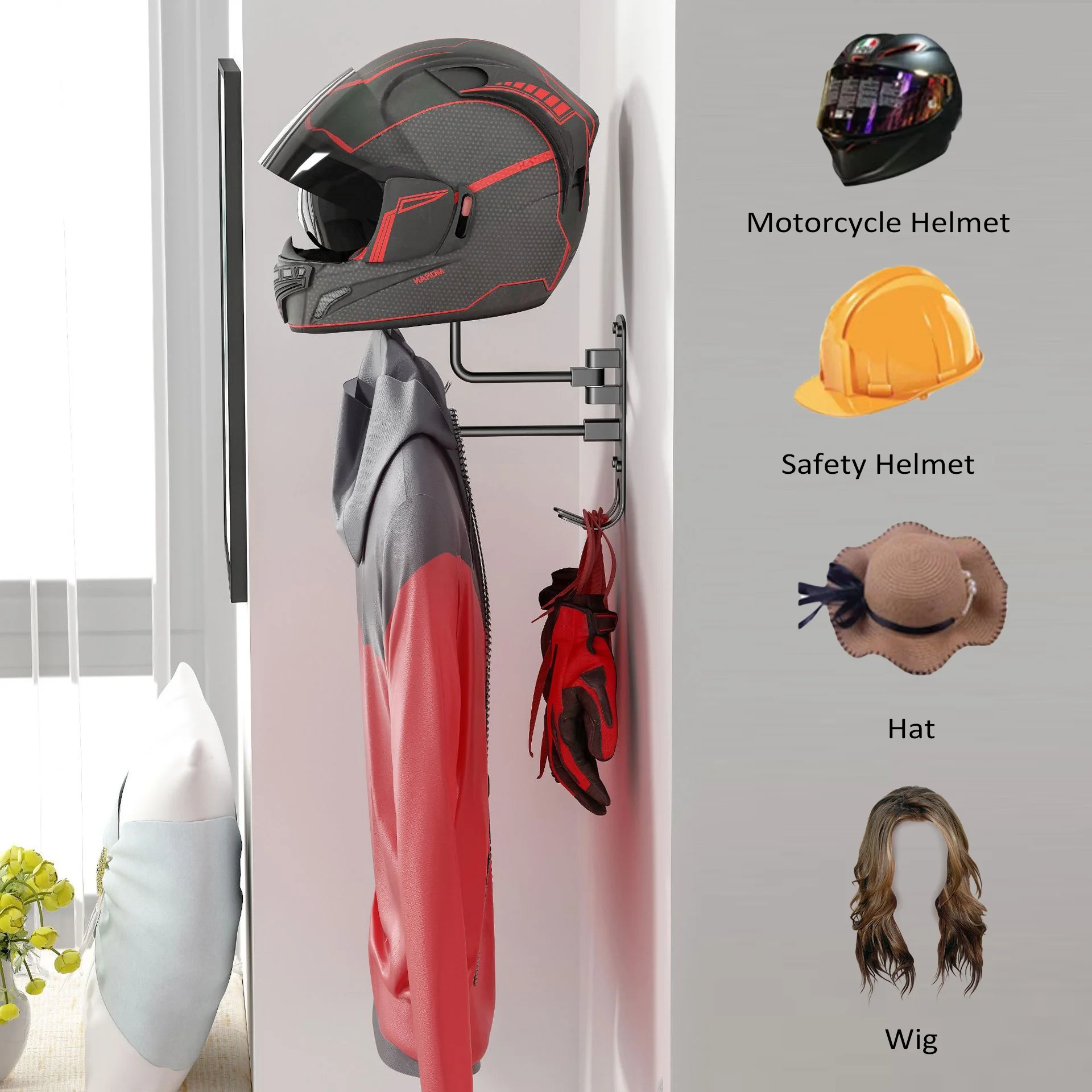 GoolRC Rack,Rotation Helmet Wall Mount Helmet Helmet 180 Rotation Helmet With Mount 180 With 2 Caps Dazzduo Owsoo Nebublu