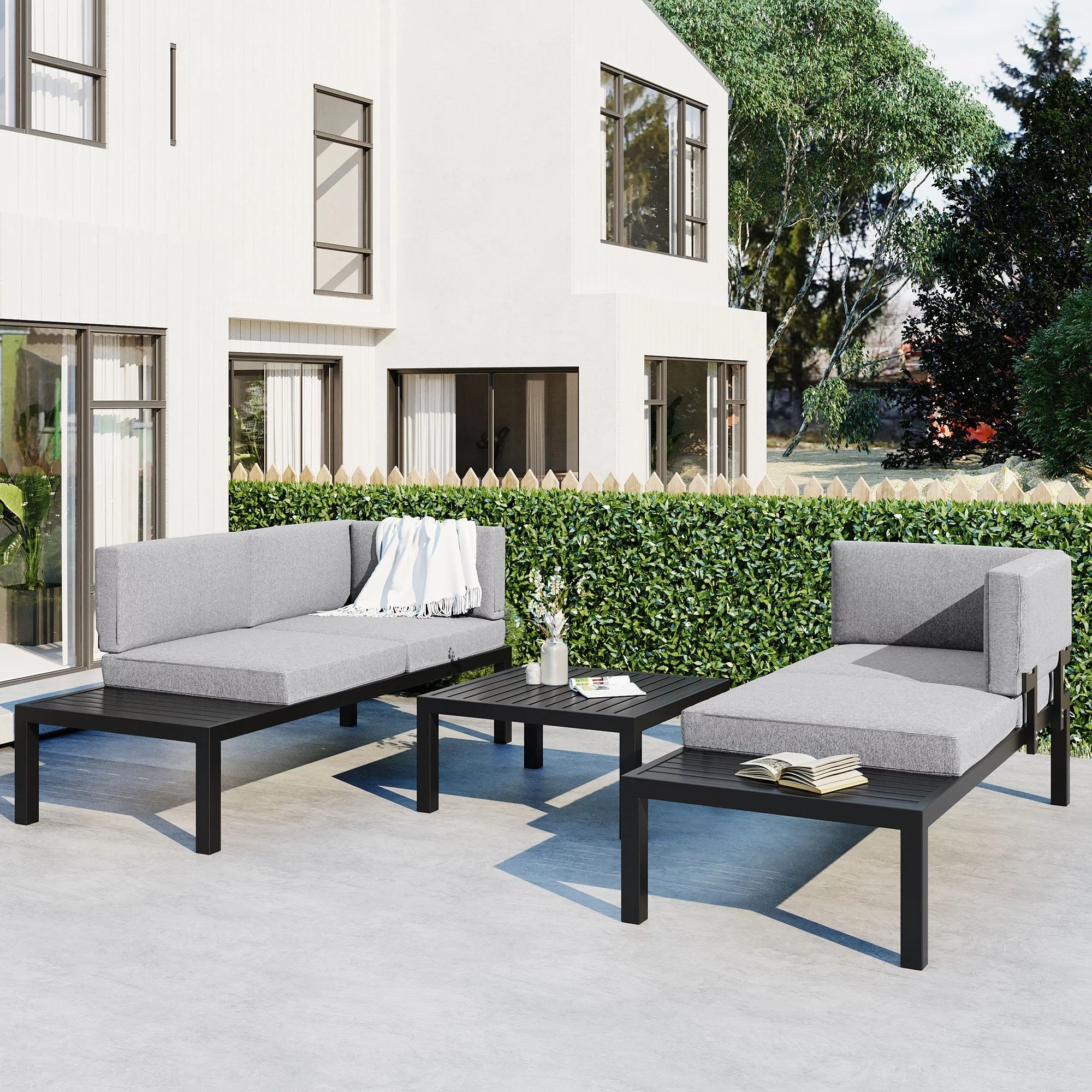 Elegant Retreat Outdoor Aluminum Sectional Sofa Set