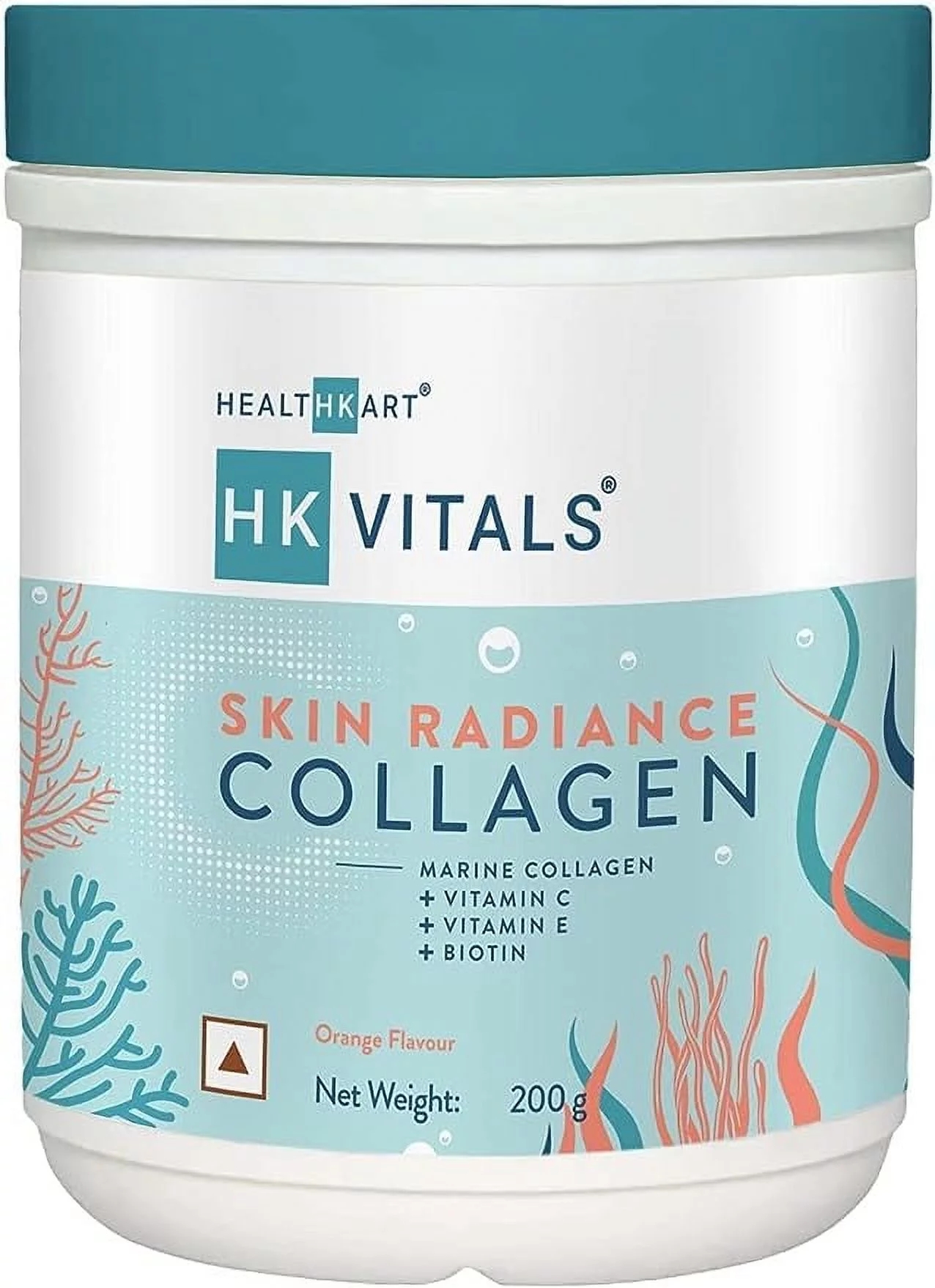 A.K. HealthKart HK Vitals Skin Radiance Collagen Supplement, with Biotin, Vitamin C, E, and Sodium Hyaluronate, for Healthy Skin, Hair & Nails, Orange, 200 g