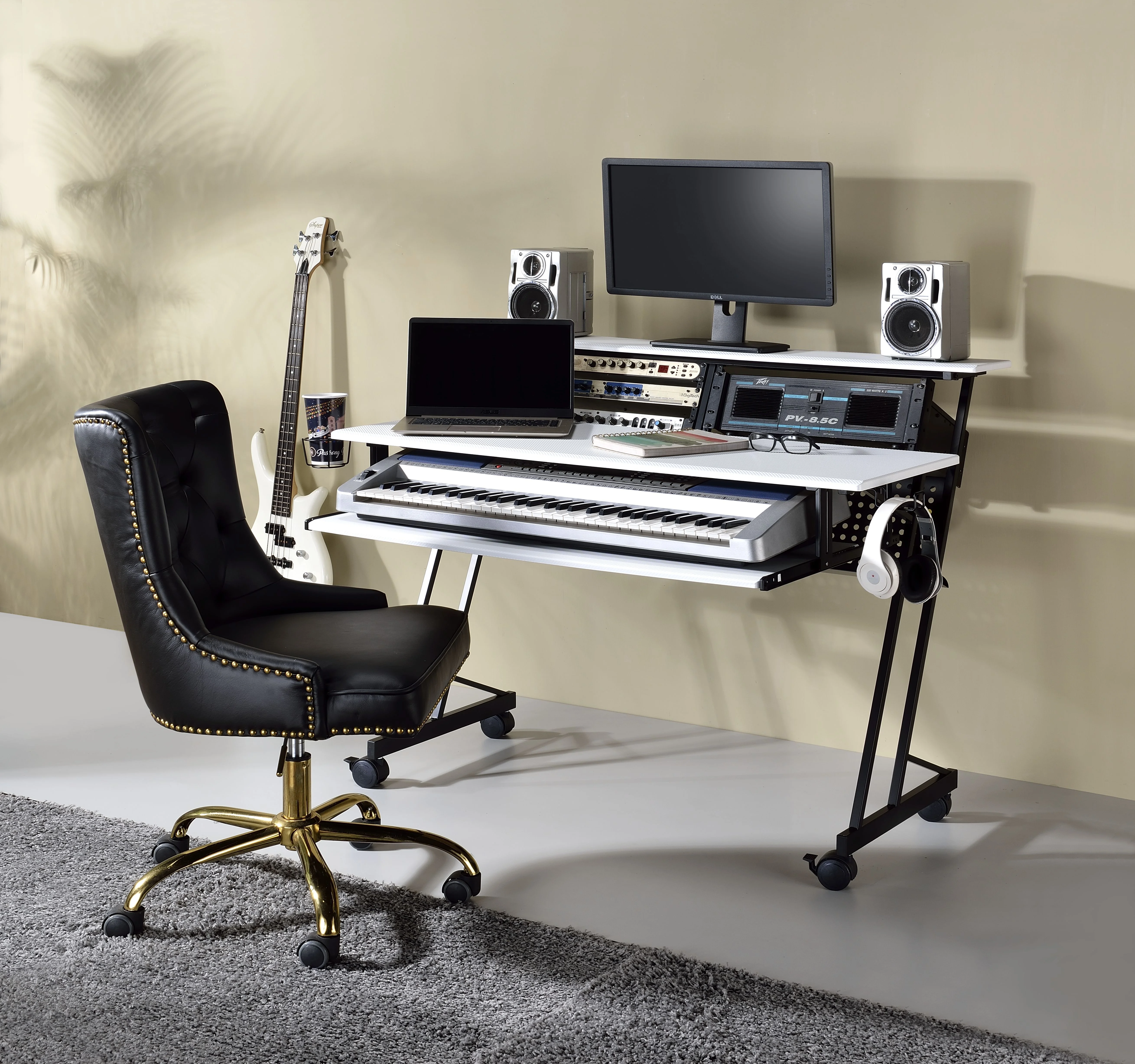 Suitor Computer Desk, White & Black 92902