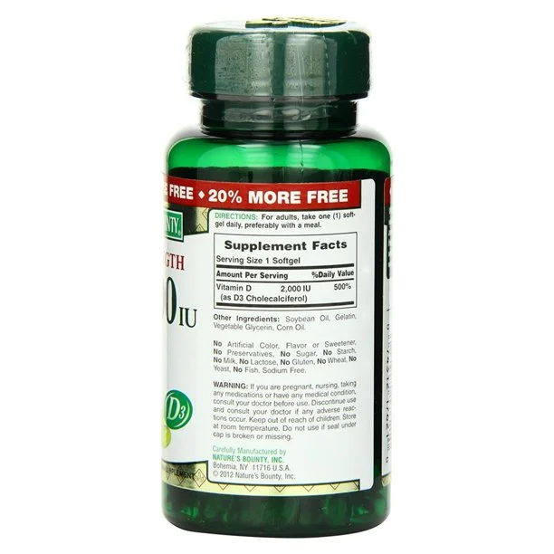 Nature's Bounty Vitamin D3 2000 IU Softgels 150 ea (Pack of 3)