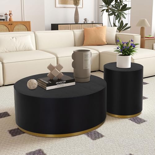 JUSTONE 15.75 ''Round Coffee Table, Accent End Table for Living Room Office Apartment, Modern Minimalist Side Table with Faux Marble Pattern,Ø15.74