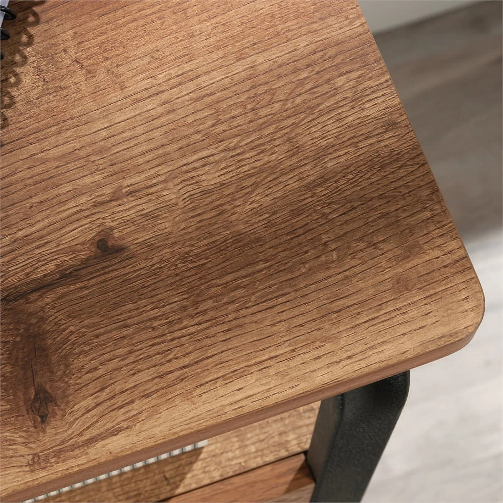 UrbanPro Modern Engineered Wood and Metal Desk in Etched Oak