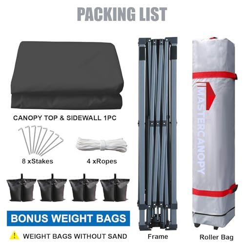 MASTERCANOPY Durable Pop-up Canopy Tent with 1 Sidewall (10'x10',White)