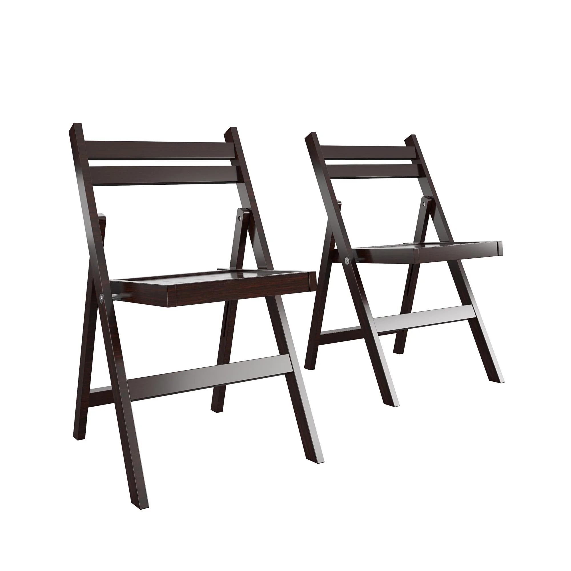 COSCO XL Folding Wood Chair, Dark Mahogany, 2-Pack