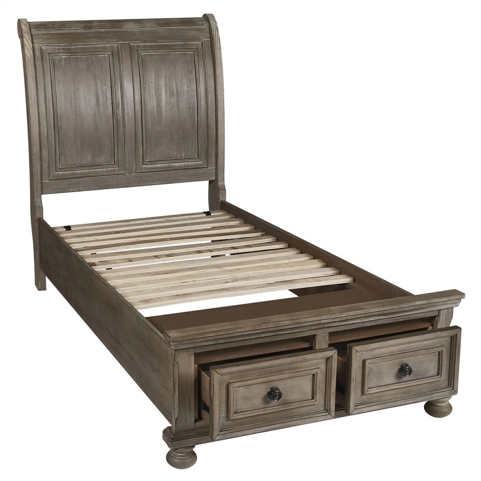 New Classic Furniture Allegra 4PC Wood Twin Bedroom Set with Chest in Pewter