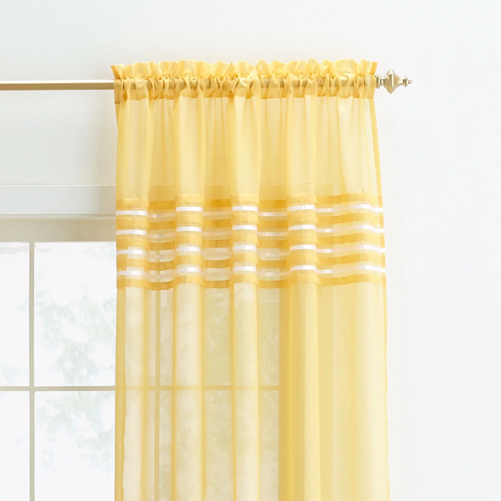Brylanehome  Pleated Voile Rod-Pocket Panel - 56I W 72I L, Slate Window Curtain